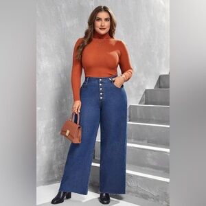 NWOT LUNE Plus Size Button Fly Wide Leg Loose Casual Jeans - size 16(2X)